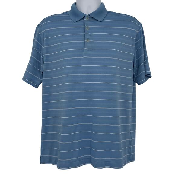 Nike Golf Blue Striped Polo, M - Picture 1 of 8